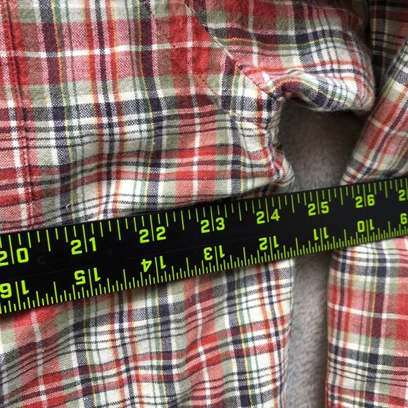 Eddie Bauer Mens Shirt Size LT Plaid Long Sleeve Button Down Linen Blend Red - Picture 5 of 9